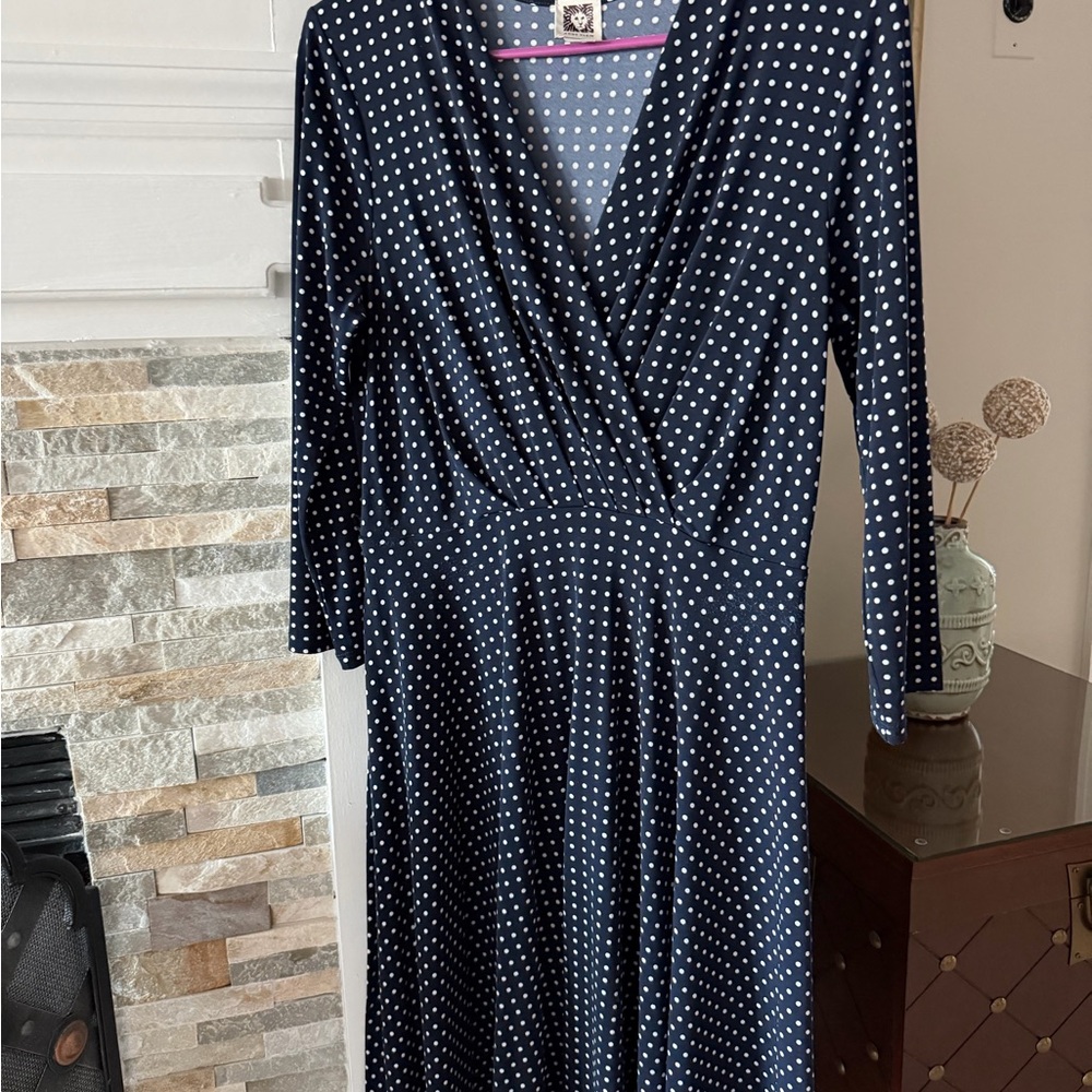 Anne Klein Polka Dot Long Sleeve Dress. Size 4. Excellent Condition.